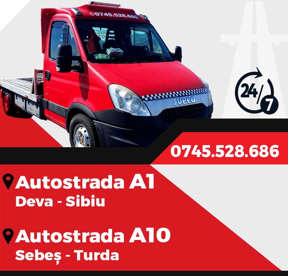 Servicii profesionale de tractare si asistenta rutiera nonstop pe Autostrada A1, Autostrada A10 si in Judetul Hunedoara